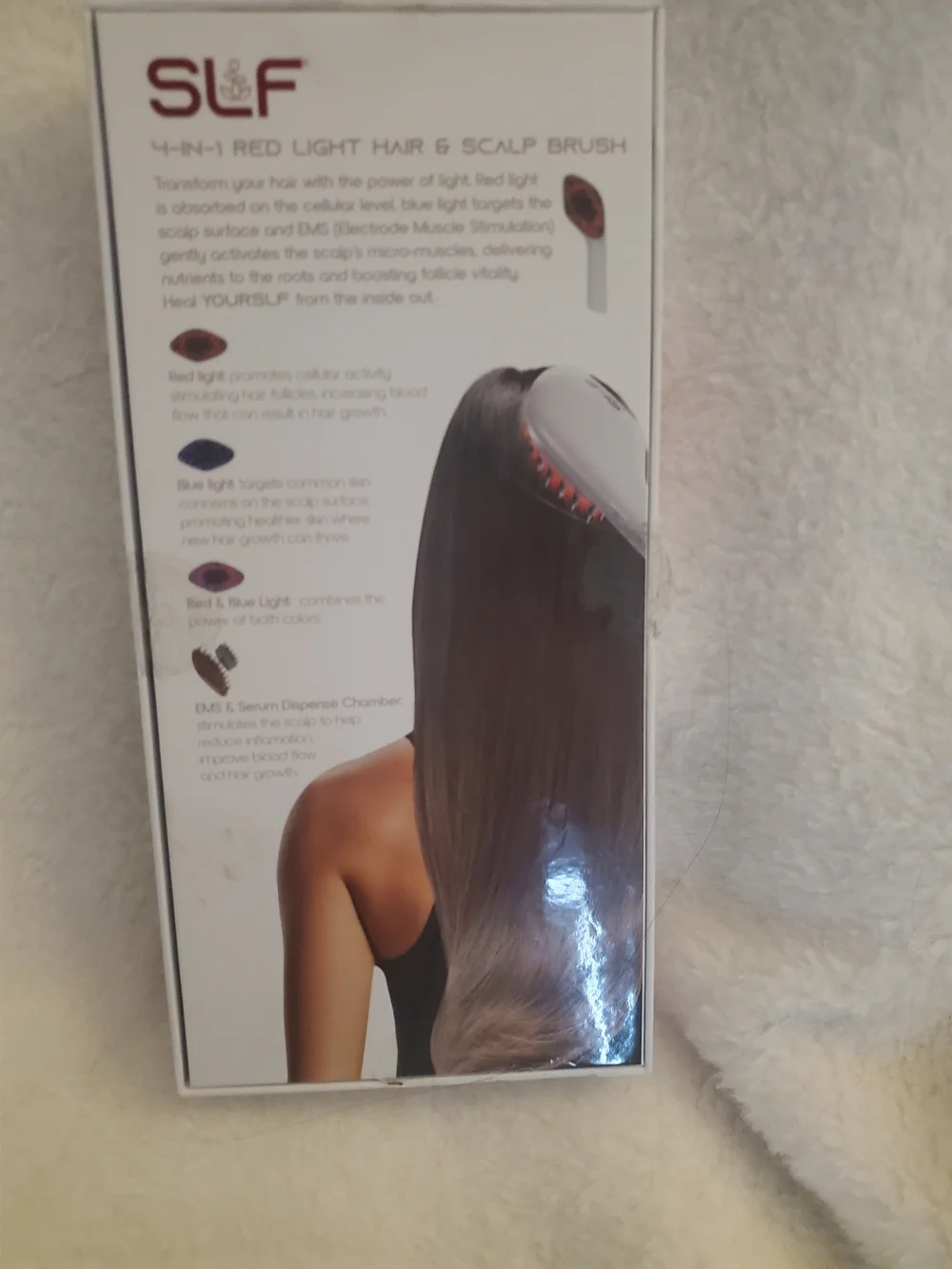 SUF 4-in-1 Red Light Hair & Scalp Brush - White with Red Accents